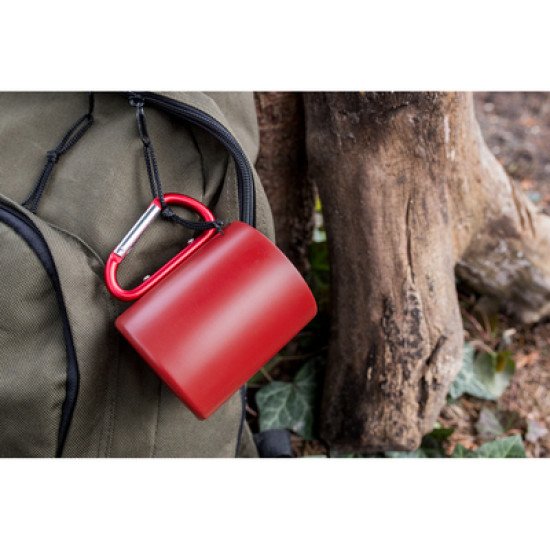 Кружка Voyager 280 мл сталева, з ручкою-карабіном, колір червоний - V1405-05