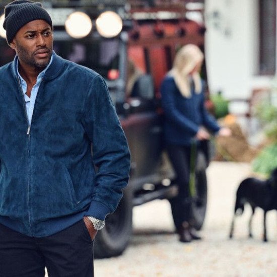 Куртка-бомбер замшева чоловіча James Harvest Heritage, колір темно-синій - 2111045600M