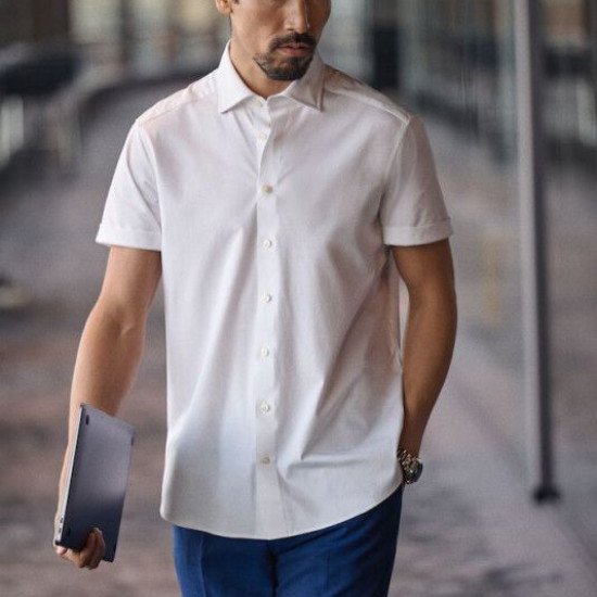 Сорочка чоловіча JH&Frost Indigo Bow 132 S/S Regular Fit, колір білий - 2913211100S