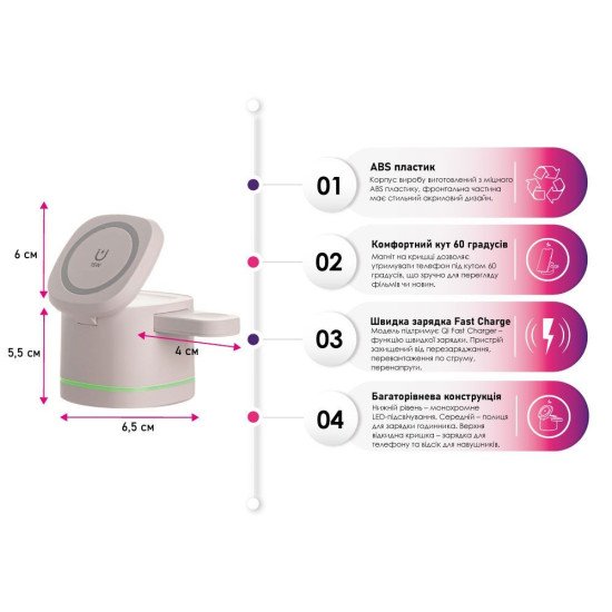 Бездротовий зарядний пристрій TheGeneral BlitzLink 15W з підсвічуванням, колір чорний - 40051419-01 Бездротовий зарядний пристрій TheGeneral BlitzLink 15W з підсвічуванням, колір чорний - 40051419-01