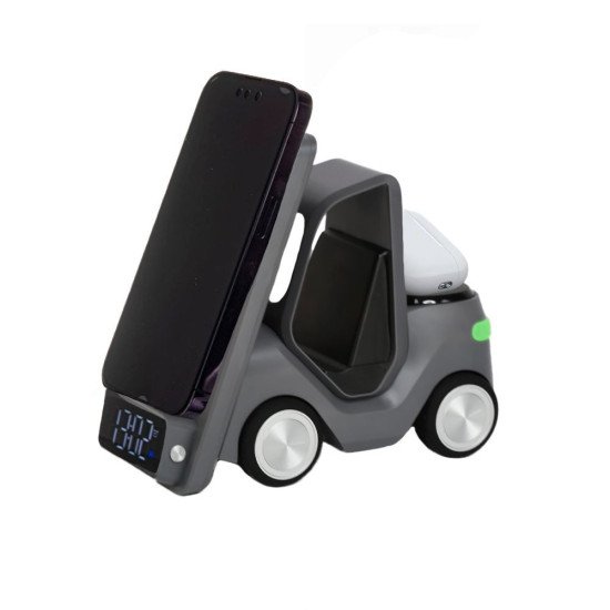 Бездротовий зарядний пристрій TheGeneral DriveCharge 15W з підсвічуванням та годинником, колір графіт - 40051619-01 Бездротовий зарядний пристрій TheGeneral DriveCharge 15W з підсвічуванням та годинником, колір графіт - 40051619-01