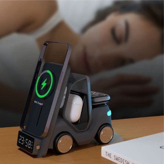 Бездротовий зарядний пристрій TheGeneral DriveCharge 15W з підсвічуванням та годинником, колір графіт - 40051619-01 Бездротовий зарядний пристрій TheGeneral DriveCharge 15W з підсвічуванням та годинником, колір графіт - 40051619-01