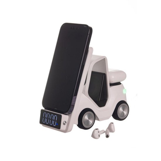 Бездротовий зарядний пристрій TheGeneral DriveCharge 15W з підсвічуванням та годинником, колір білий - 40051619-08 Бездротовий зарядний пристрій TheGeneral DriveCharge 15W з підсвічуванням та годинником, колір білий - 40051619-08