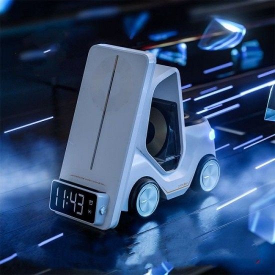 Бездротовий зарядний пристрій TheGeneral DriveCharge 15W з підсвічуванням та годинником, колір білий - 40051619-08 Бездротовий зарядний пристрій TheGeneral DriveCharge 15W з підсвічуванням та годинником, колір білий - 40051619-08