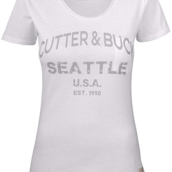 Футболка жіноча Cutter&Buck Pacific City Tee з принтом, колір білий з принтом - 35340195S