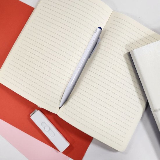 Ручка пластикова гелева Bergamo Ottawa, колір білий/синій - 50011119-03