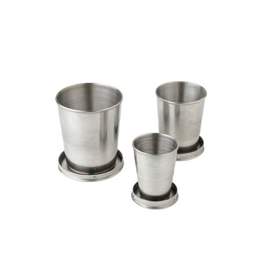 Кухоль складний телескопічний 240 мл сталевий Line Art Nebraska, з карабіном, колір сріблястий - 110053421-77