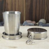 Кухоль складний телескопічний 240 мл сталевий Line Art Nebraska, з карабіном, колір сріблястий - 110053421-77