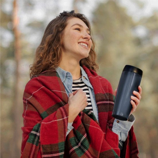 Термокружка 380 мл сталева Line Art Ofelia, вакуумна, колір графітовий/чорний - 60023522-11