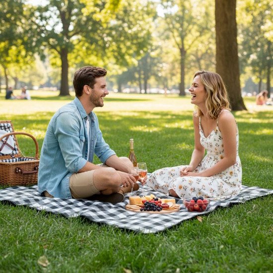 Плед флісовий двосторонній Soft Me Picnic 130х180см, колір сірий/чорний/білий - 70030105-01 Плед флісовий двосторонній Soft Me Picnic 130х180см, колір сірий/чорний/білий - 70030105-01
