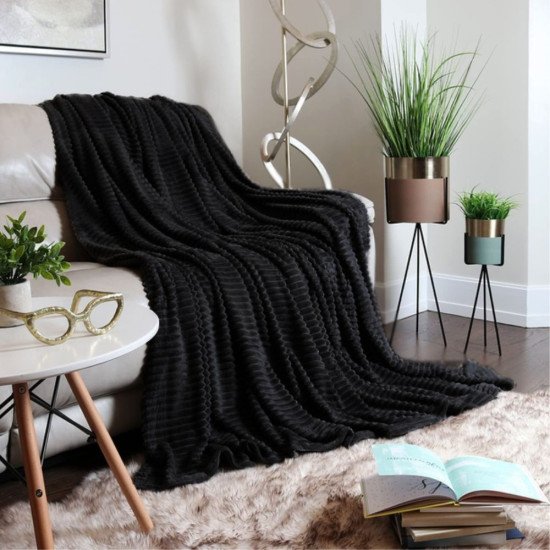 Плед флісовий Soft Me Line 130х180см, колір чорний - 70030305-01