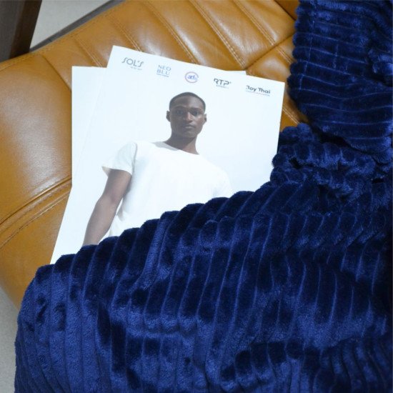 Плед флісовий Soft Me Line 130х180см, колір темно-синій - 70030305-44