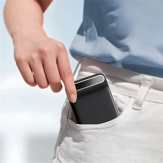 Повербанк 10000 mAh TheGeneral Ampato, бездротова зарядка 15W, цифровий індикатор, колір чорний - 40012619-01