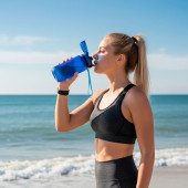 Пляшка для води 600 мл тританова Line Art La Plata, колір синій - 60014118-03