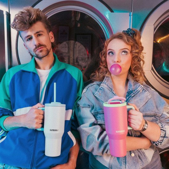 Термокухоль 950 мл сталева Kambukka Rio, вакуумна, колір білий/блакитний - 11-08003