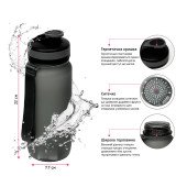 Пляшка для води 650 мл тританова Line Art Flores, колір чорний - 60014218-01