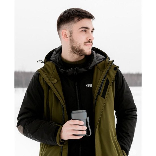 Термокружка 380 мл сталева Line Art Comfy, вакуумна, колір сірий - 60022222-07