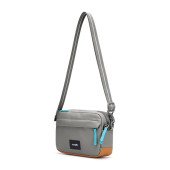 Сумка через плече антизлодій Pacsafe GO Crossbody, колір сірий/помаранчевий - 35105146