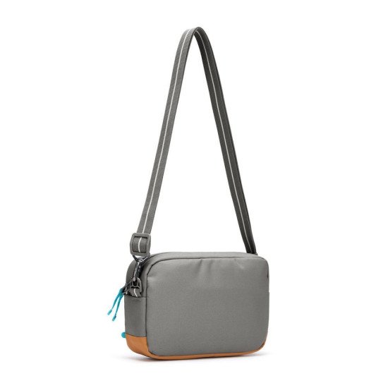 Сумка через плече антизлодій Pacsafe GO Crossbody, колір сірий/помаранчевий - 35105146