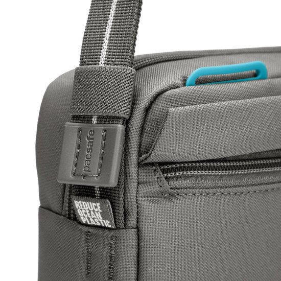 Сумка через плече антизлодій Pacsafe GO Crossbody, колір сірий/помаранчевий - 35105146