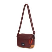 Сумка через плече антизлодій Pacsafe GO Crossbody, колір бургунді/помаранчевий - 35105345