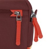 Сумка через плече антизлодій Pacsafe GO Crossbody, колір бургунді/помаранчевий - 35105345