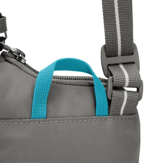 Сумка через плече антизлодій Pacsafe GO Tech Crossbody, колір сірий/блакитний - 35175146