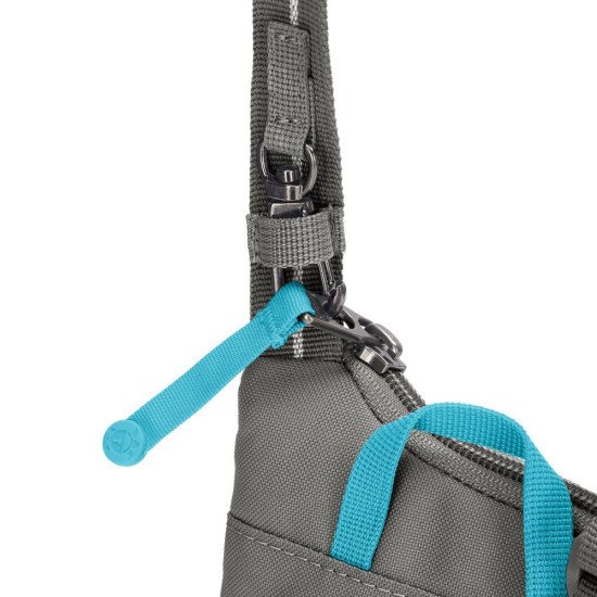 Сумка через плече антизлодій Pacsafe GO Tech Crossbody, колір сірий/блакитний - 35175146