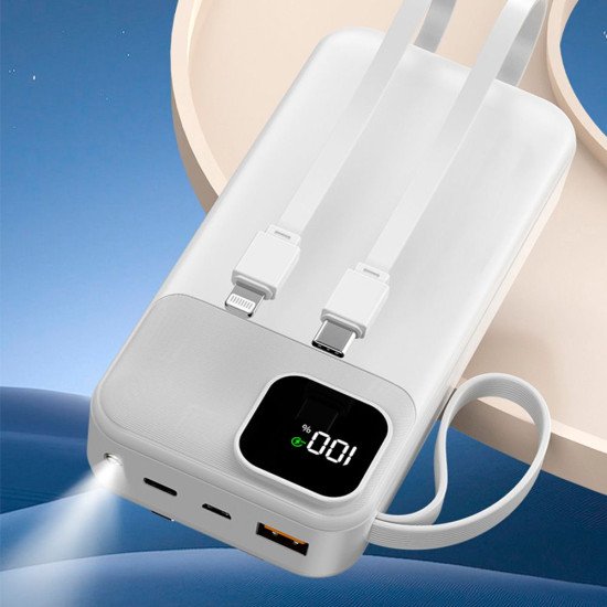 Повербанк 20000 mAh TheGeneral Voltix, цифровий індикатор, колір білий - 40012819-08