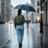 Парасоля-тростина автоматична Perletti Reflecting антивітер зі світловідбивачем, колір чорний - P96014-01