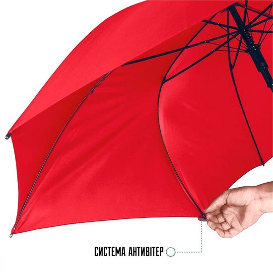 Парасоля-тростина автоматична Perletti Reflecting антивітер зі світловідбивачем, колір червоний - P96014-03 Парасоля-тростина автоматична Perletti Reflecting антивітер зі світловідбивачем, колір червоний - P96014-03