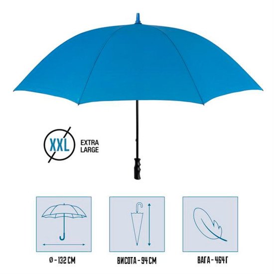 Велика парасоля-тростина механічна Perletti Golf XXL антивітер, колір синій - P96020-05