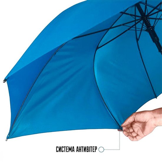 Велика парасоля-тростина механічна Perletti Golf XXL антивітер, колір синій - P96020-05