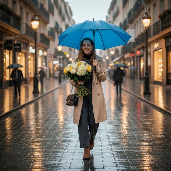 Велика парасоля-тростина механічна Perletti Golf XXL антивітер, колір синій - P96020-05