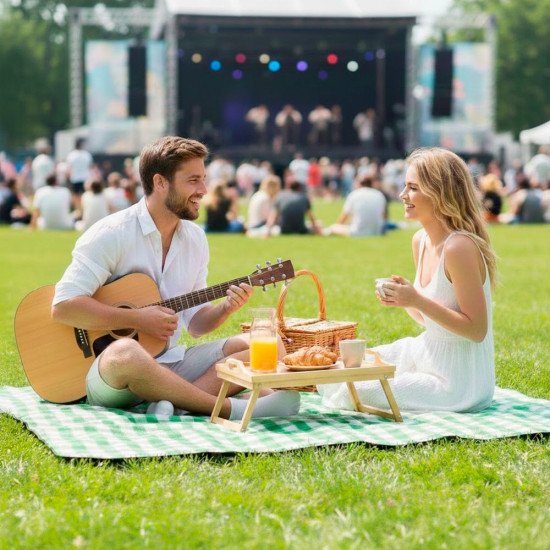 Плед флісовий двосторонній Soft Me Picnic 130х180см, колір зелений/білий/чорний - 70030105-04 Плед флісовий двосторонній Soft Me Picnic 130х180см, колір зелений/білий/чорний - 70030105-04