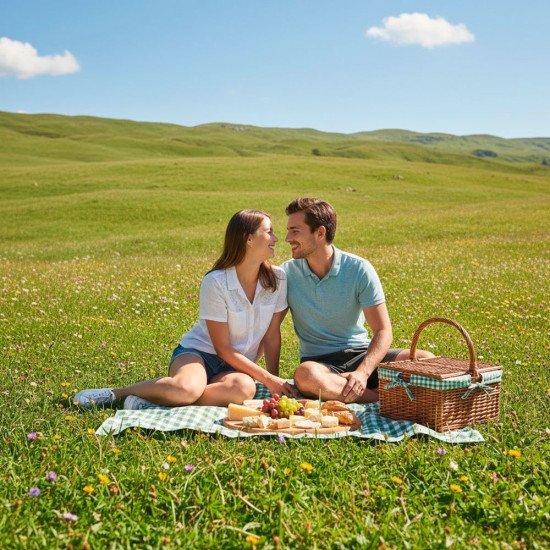 Плед флісовий двосторонній Soft Me Picnic 130х180см, колір зелений/білий/чорний - 70030105-04 Плед флісовий двосторонній Soft Me Picnic 130х180см, колір зелений/білий/чорний - 70030105-04