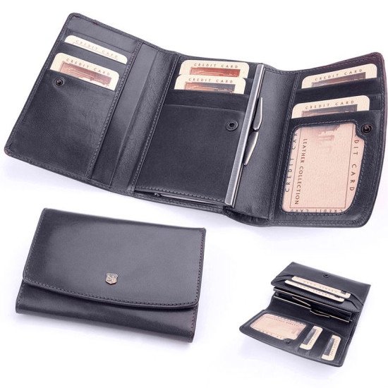 Гаманець жіночий шкіряний Stefania, колір чорний - 018D-DF-62