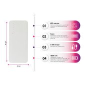 Повербанк 10000 mAh Voyager, світлодіодний індикатор, колір білий/червоний - V3856-05 Повербанк 10000 mAh Voyager, світлодіодний індикатор, колір білий/червоний - V3856-05