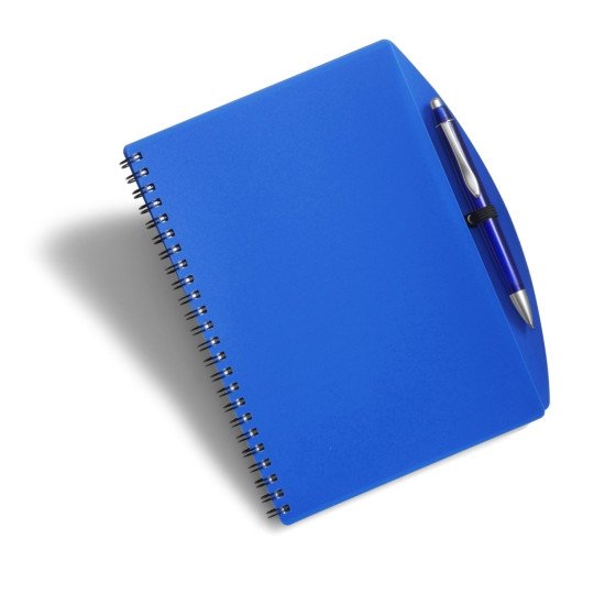 Блокнот в лінію на спіралі А5 Voyager, м'яка обкладинка, з кульковою ручкою, колір кобальт - V2387-04