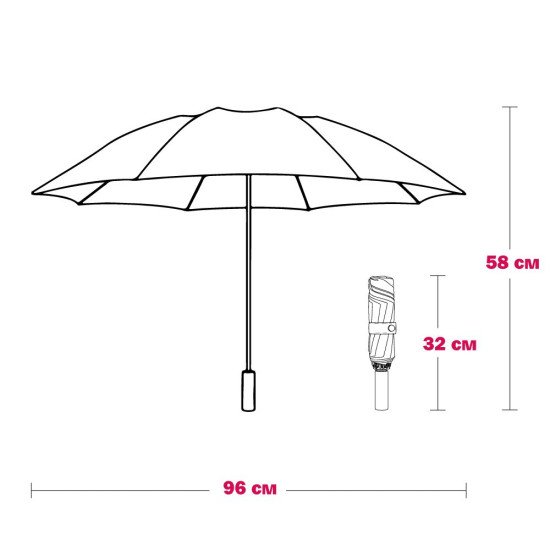 Парасоля складана автоматична Line Art Light, з підсвічуванням, колір чорний - 45550-3 Парасоля складана автоматична Line Art Light, з підсвічуванням, колір чорний - 45550-3