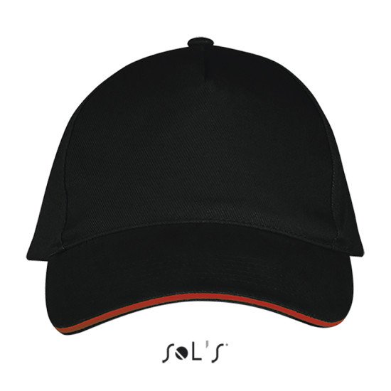 Кепка SOL'S Long Beach, колір чорний/червоний - 00594917TUN