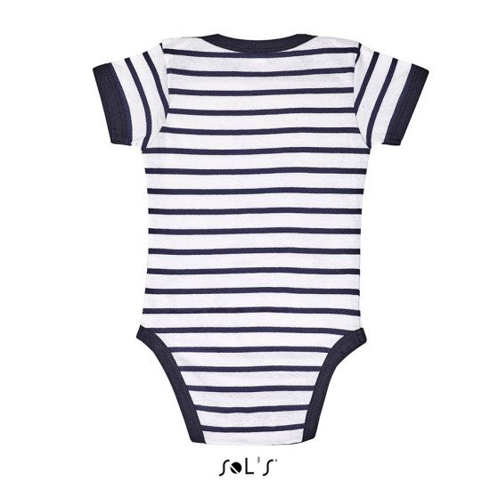 Боді для немовлят SOL'S Miles, колір білий/темно-синій - 0140190406M