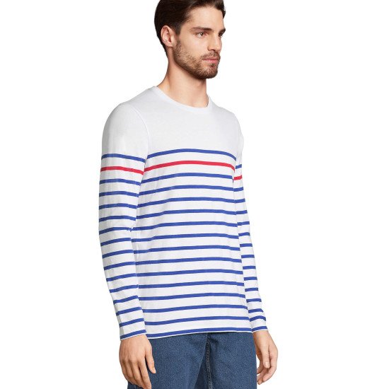 Лонгслів чоловічий SOL'S Matelot LSL, колір білий/темно-синій - 030999043XL