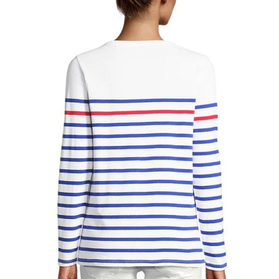 Лонгслів жіночий SOL'S Matelot LSL, колір білий/темно-синій - 03100904L