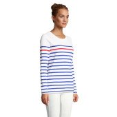 Лонгслів жіночий SOL'S Matelot LSL, колір білий/темно-синій - 03100904L