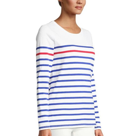 Лонгслів жіночий SOL'S Matelot LSL, колір білий/темно-синій - 03100904L