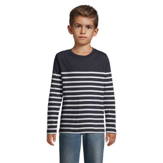 Лонгслів дитячий SOL'S Matelot LSL, колір білий/темно-синій - 0310190408A