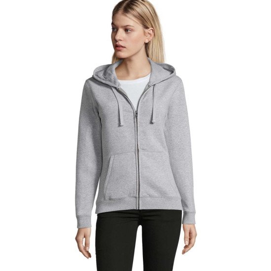 Худі на блискавці жіноче SOL'S Spike, колір сірий меланж - 03106360XS