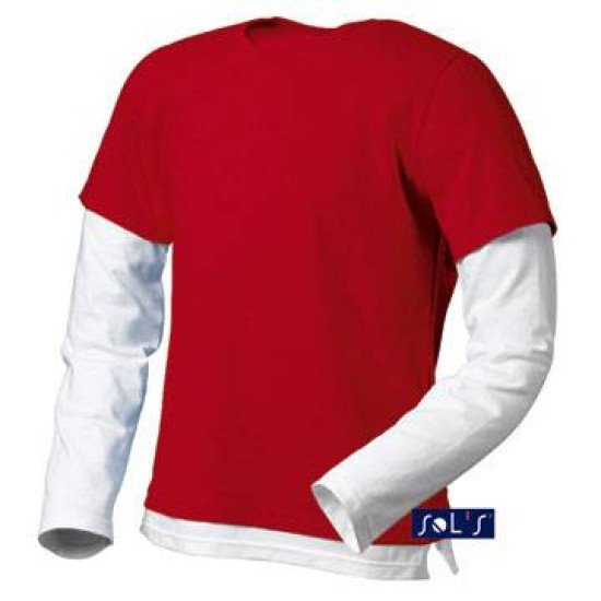 Лонгслів SOL'S Mix, колір червоний/білий - 11480145M
