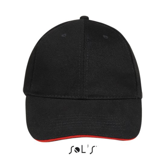 Кепка SOL'S Buffalo, колір чорний/червоний - 88100917TUN